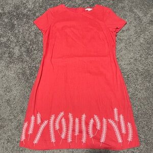 Boden Red Mini Dress with White Embroidery